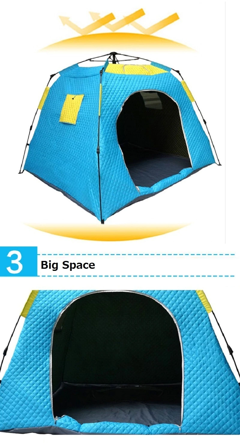 Cheap Goat Tents Winter Ice Fishing Tent Thickened Keep Warm Cotton Tent Outdoor Fully Automatic Quick Open Camping Tent 1.7 M Height Big Space Tents 